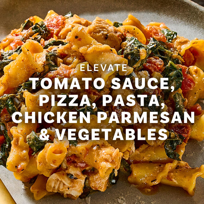 Elevate your tomato sauce, pizza, pasta, chicken parmesan, and vegetables with this delicious dish.
