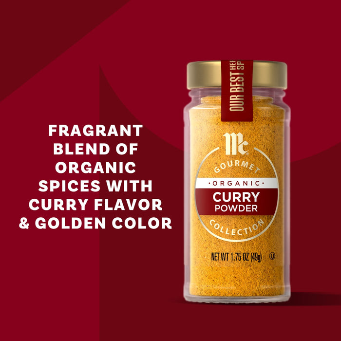 McCormick Gourmet Curry Powder is a fragrant blend of organic spices with curry flavor and golden color.