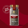 McCormick Gourmet Poppy Seeds in a glass jar with a gold lid, part of the Our Best Collection.
