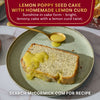 McCormick's Lemon Poppy Seed Cake with Homemade Lemon Curd is presented on a plate with a spoonful of lemon curd.