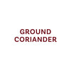 The text GROUND CORIANDER is displayed in a reddish-brown font.