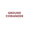 The text GROUND CORIANDER is displayed in a reddish-brown font.