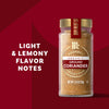 McCormick Organic Ground Coriander is shown with the description Light &amp; Lemony Flavor Notes.