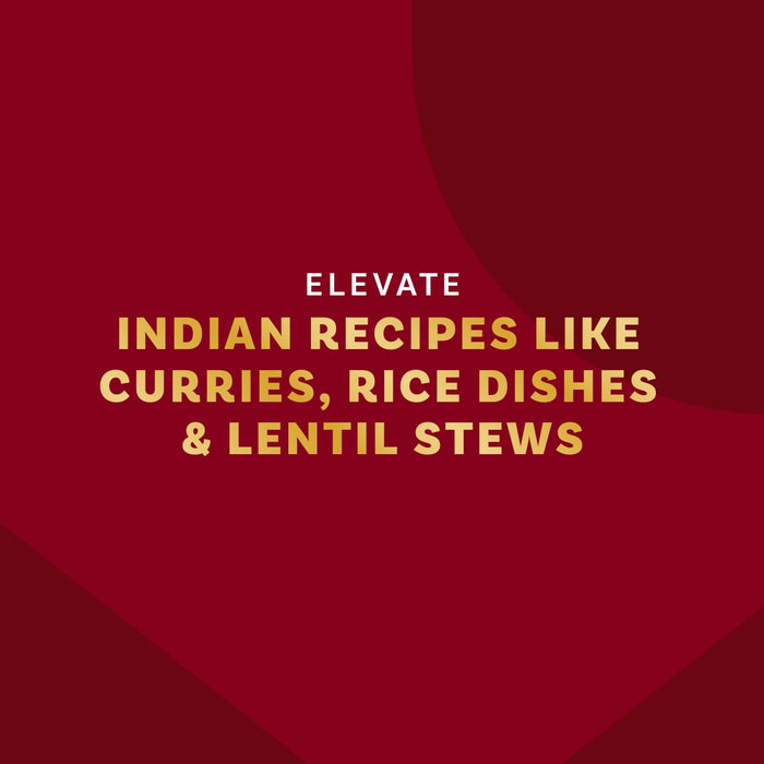 The image promotes elevating Indian recipes like curries, rice dishes, and lentil stews.