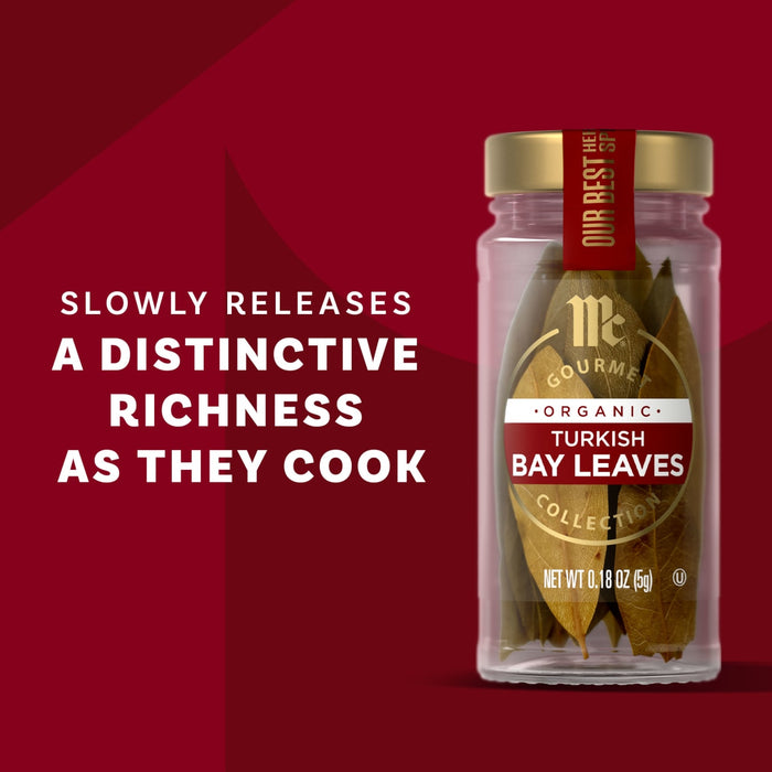 McCormick Gourmet Bay Leaves are slowly released, adding a distinctive richness as they cook.