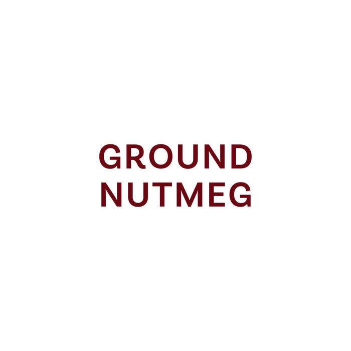 Label with the text GROUND NUTMEG.