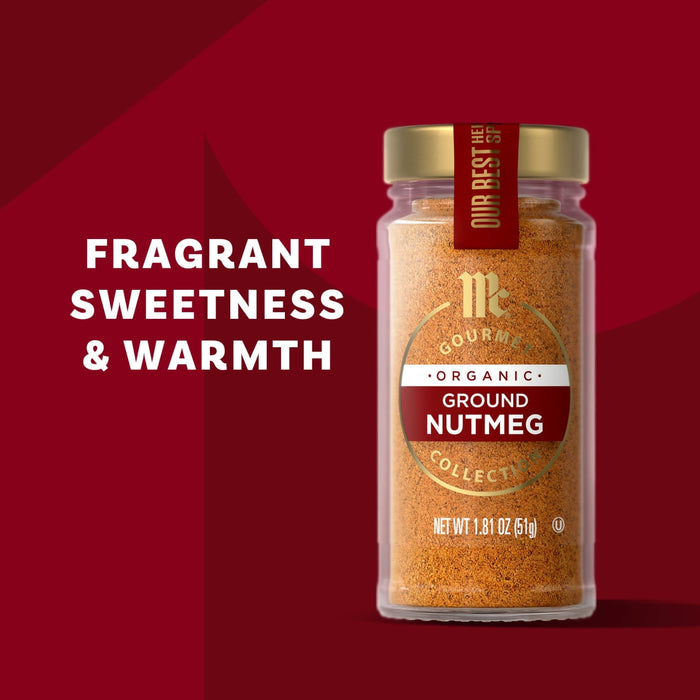 McCormick Ground Nutmeg is shown with the text Fragrant Sweetness &amp; Warmth.