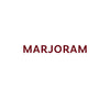 The image displays the word MARJORAM in a dark red font.