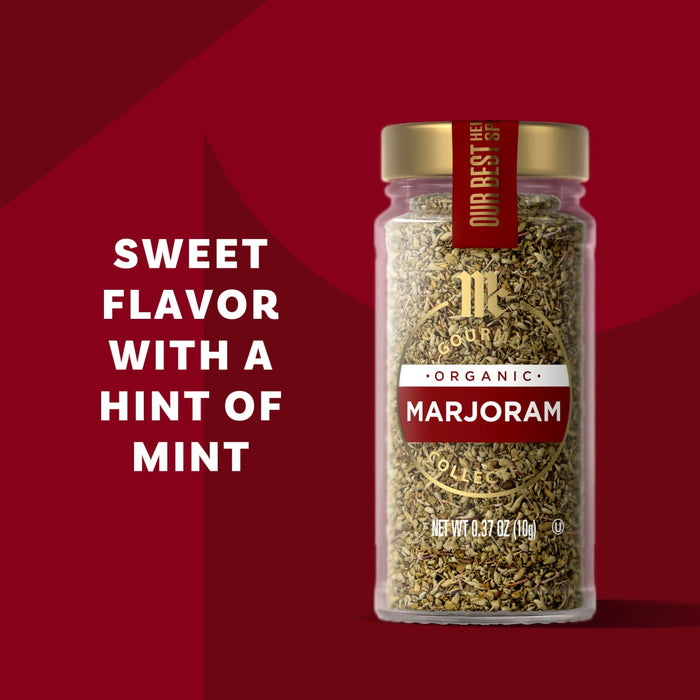 McCormick Marjoram is a spice with a sweet flavor and a hint of mint.