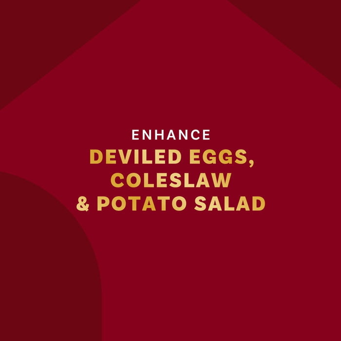 This image promotes enhancing deviled eggs, coleslaw, and potato salad.