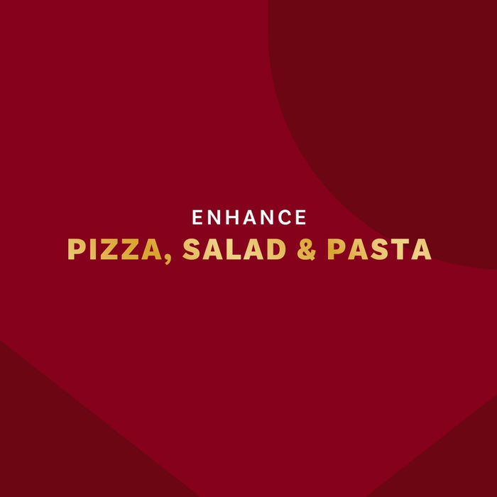 Enhance pizza, salad and pasta, as shown in the image.