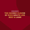 This image highlights the ability to enhance the savory flavor of rich meats like beef and lamb.