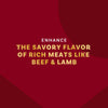 This image highlights the ability to enhance the savory flavor of rich meats like beef and lamb.