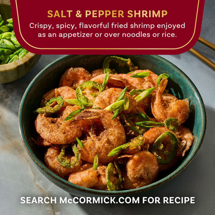 McCormick's Salt &amp; Pepper Shrimp is a crispy, spicy, flavorful fried shrimp dish enjoyed as an appetizer or over noodles or rice.