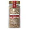 A jar of McCormick Organic Coarse Ground Black Pepper.