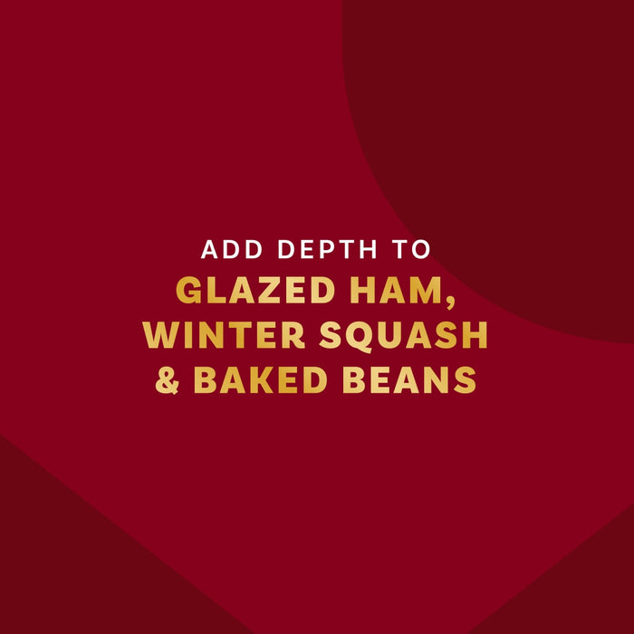 The image promotes adding depth to glazed ham, winter squash, and baked beans.