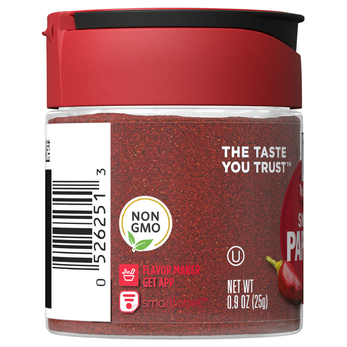 A red jar of McCormick Smoked Paprika with a non-GMO label.