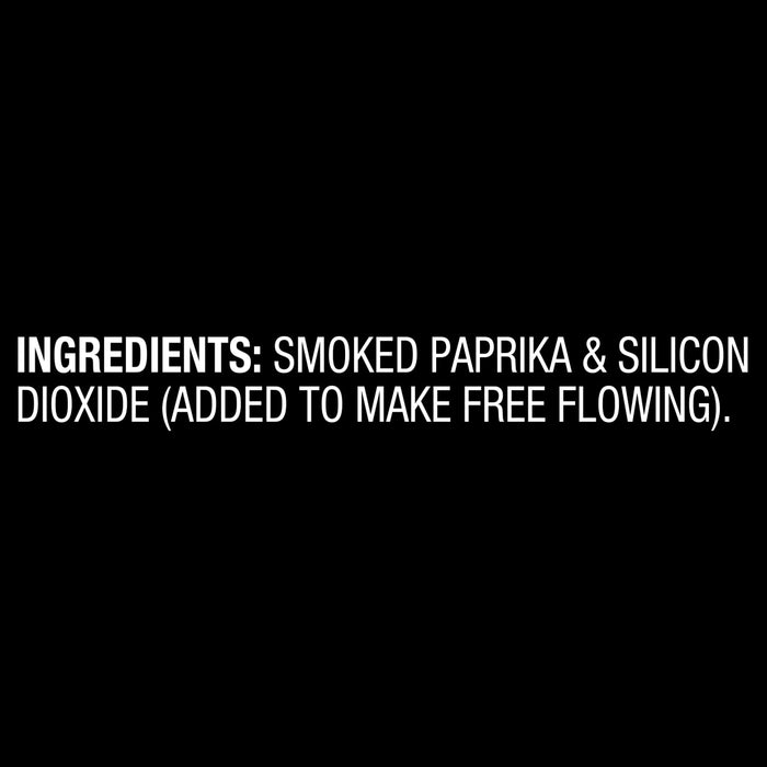 Ingredients for this product are smoked paprika and silicon dioxide, which is added to make the product free flowing.