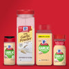 Three different sizes of McCormick Garlic Powder.