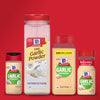 Three different sizes of McCormick Garlic Powder.