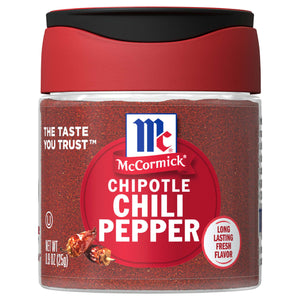 A jar of McCormick Chipotle Chili Pepper.