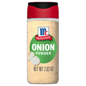 A jar of McCormick Onion Powder.