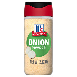 A jar of McCormick Onion Powder.