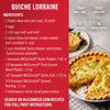A recipe for Quiche Lorraine with McCormick spices, showing the ingredients and a finished quiche.