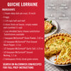 A recipe for Quiche Lorraine with McCormick spices, showing the ingredients and a finished quiche.