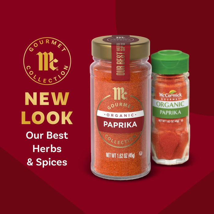 McCormick Gourmet Collection presents its new look for their best herbs and spices, featuring paprika.