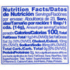 Nutrition facts label for a product.
