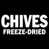 A white text on a black background that says CHIVES FREEZE-DRIED