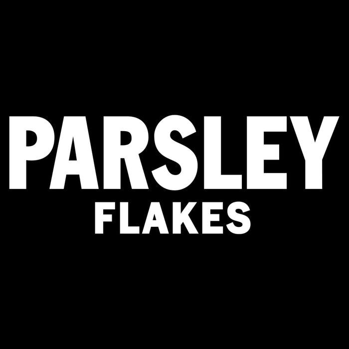 The Parsley Flakes logo is a white text on a black background.