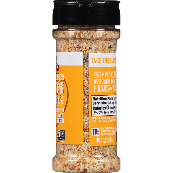 A bottle of McCormick Garlic Herb Seasoning.