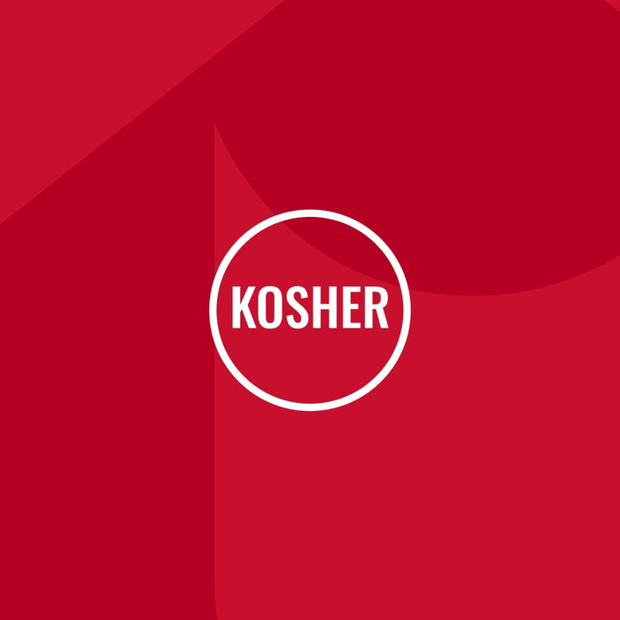 A graphic illustration featuring the word KOSHER in a white circle to indicate the certification for Mccormick Everything Bagel Seasoning Assorted Form 4.8 Oz.
