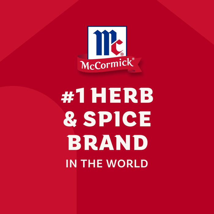 A graphic illustration featuring the McCormick logo and text identifying it as the number one herb and spice brand in the world for products like Mccormick Everything Bagel Seasoning Assorted Form 4.8 Oz.