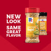 A promotional graphic featuring the new packaging for Mccormick Everything Bagel Seasoning Assorted Form 4.8 Oz alongside the previous bottle design to highlight the updated look with the same great flavor.