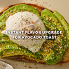 A close up view of a poached egg and sliced avocado on toast topped with Mccormick Everything Bagel Seasoning Assorted Form 4.8 Oz for an instant flavor upgrade.