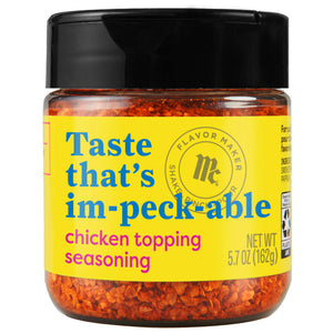 A jar of McCormick Flavor Maker chicken topping seasoning.