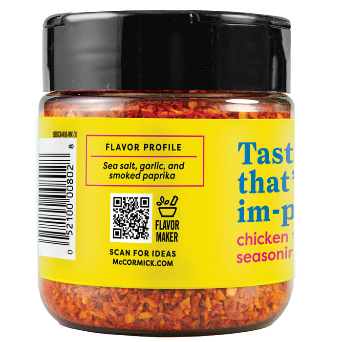 A jar of McCormick's That's Im-Possible Chicken Seasoning.