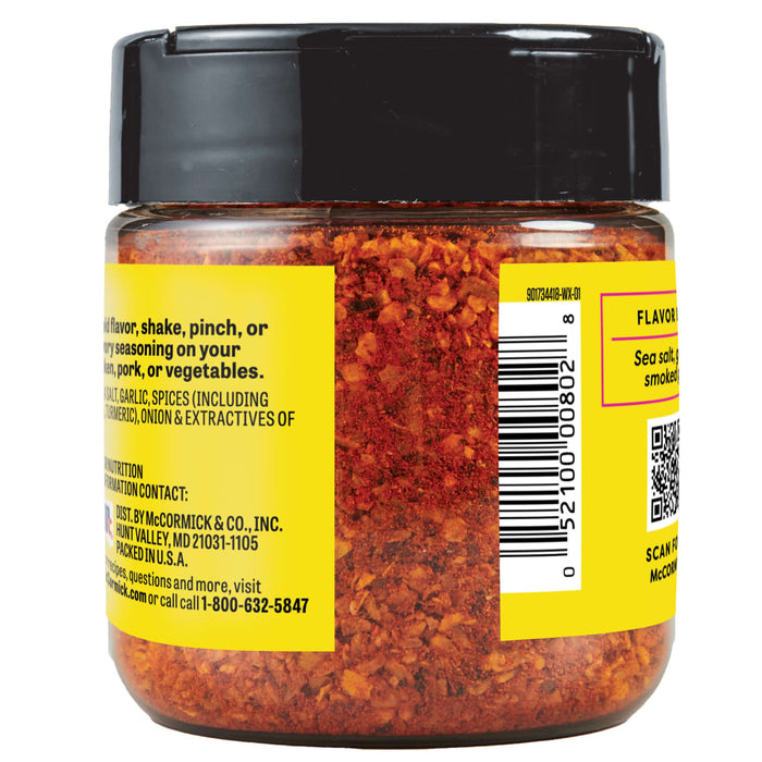 A jar of McCormick Sea Salt &amp; Smoked Paprika seasoning.