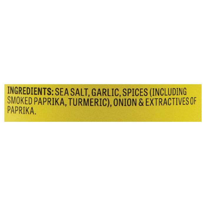 A yellow label with the ingredients for a seasoning blend.