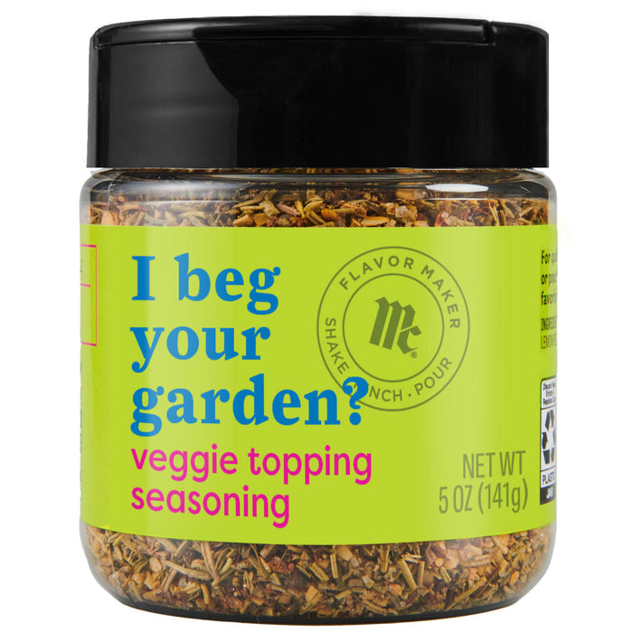 A jar of Mrs. Dash Veggie Topping Seasoning.