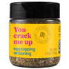 A jar of McCormick Flavor Maker You Crack Me Up Egg Topping Seasoning.