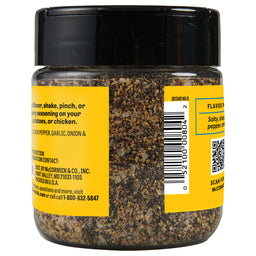 A jar of McCormick Flavor Perfect Black Pepper seasoning.