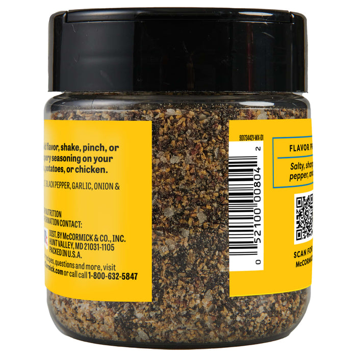 A jar of McCormick Flavor Perfect Black Pepper seasoning.