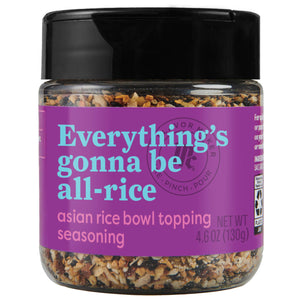 A jar of Flavor Maker Everything's Gonna Be All-Rice Asian Rice Bowl Topping Seasoning.