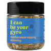 A jar of Flavor Maker I Can Be Your Gyro Mediterranean Topping Seasoning.
