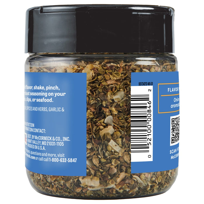 A jar of McCormick Onion &amp; Garlic Seasoning.