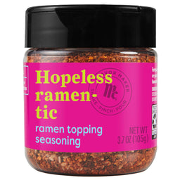 A jar of Flavor Maker's Hopeless Ramen-tic ramen topping seasoning.